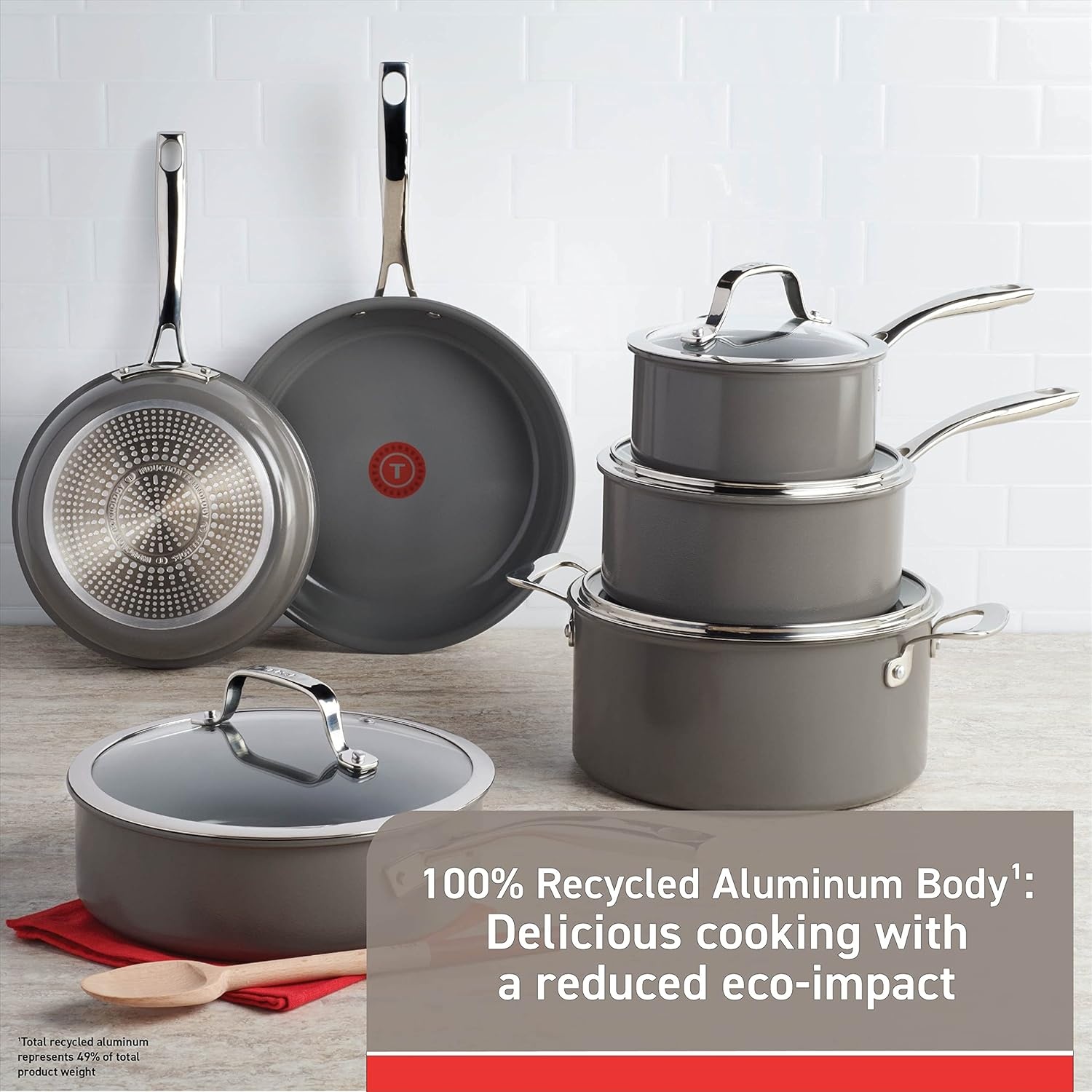 image:imageTFal Ceramic Excellence Reserve Nonstick Fry Pan 12 Inch Induction Cookware Pots and Pans Dishwasher Safe10Piece Set