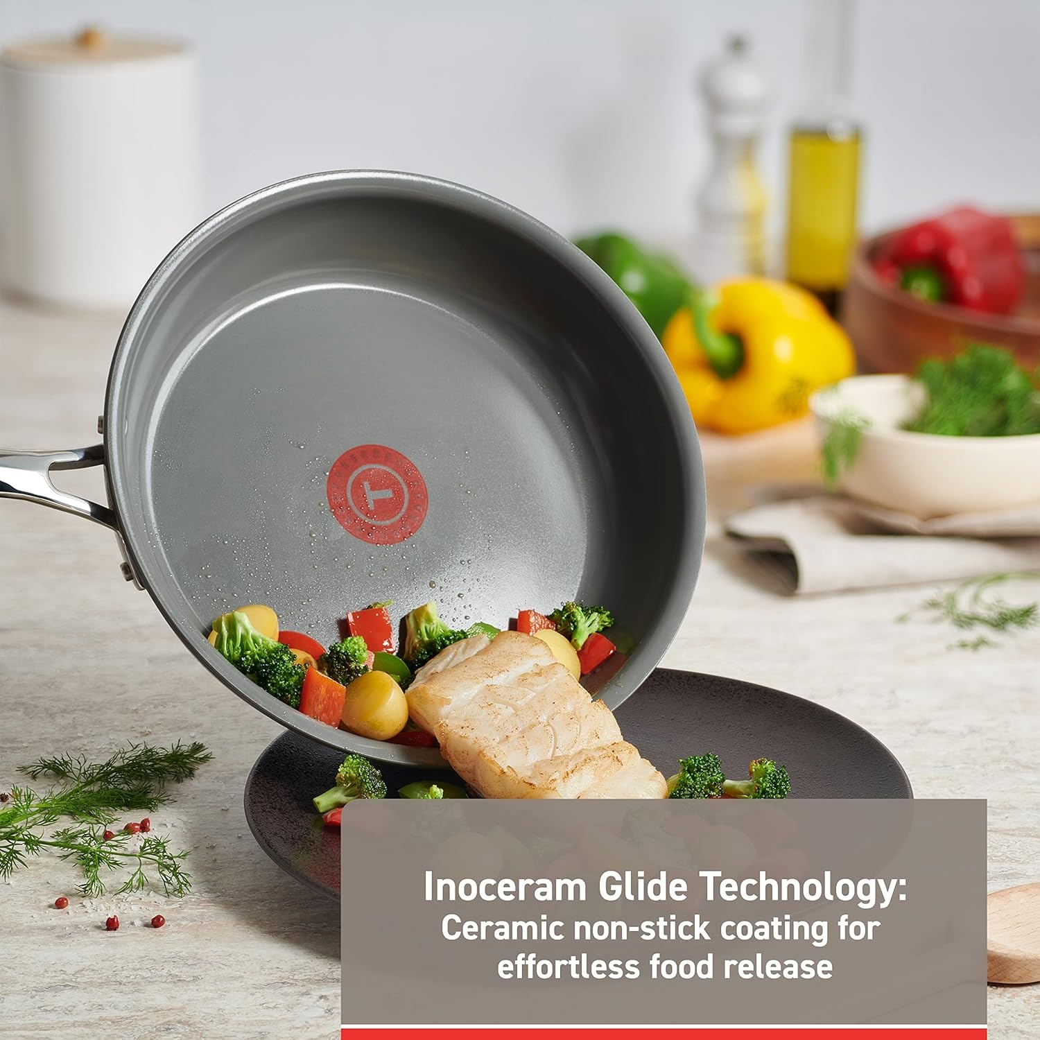 image:imageTFal Ceramic Excellence Reserve Nonstick Fry Pan 12 Inch Induction Cookware Pots and Pans Dishwasher Safe10Piece Set