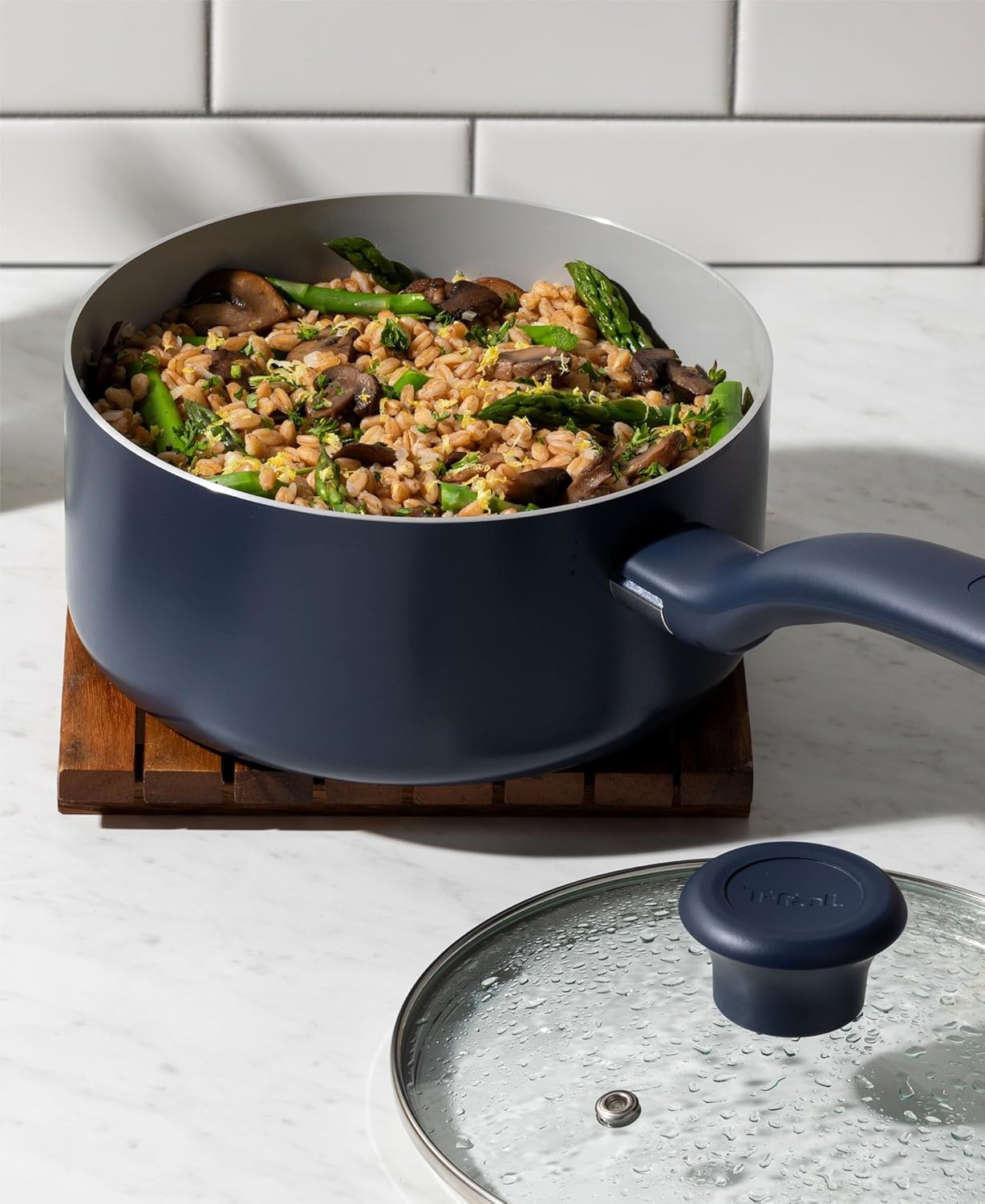 image:imageTFal Ceramic Nonstick Cookware Set Oven Safe Up to 350F 12Piece Includes Stockpot Frying Pans Utensils Ceramic Pots and Pans Set Dark Blue