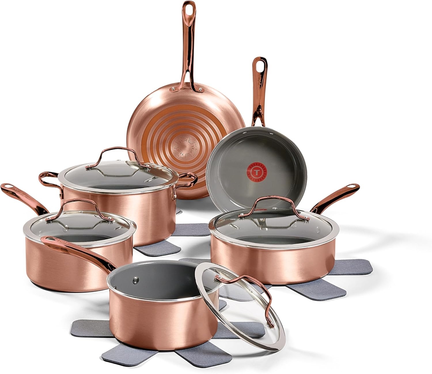 image:imageTFal Preserve Ceramic Nonstick Frying Pan 2Pc Set 85 amp 11 Oven Broiler Safe up to 350F Cookware InoCeram Glide Technology Frying Pan Skillet Pots amp Pans BlackRose Gold