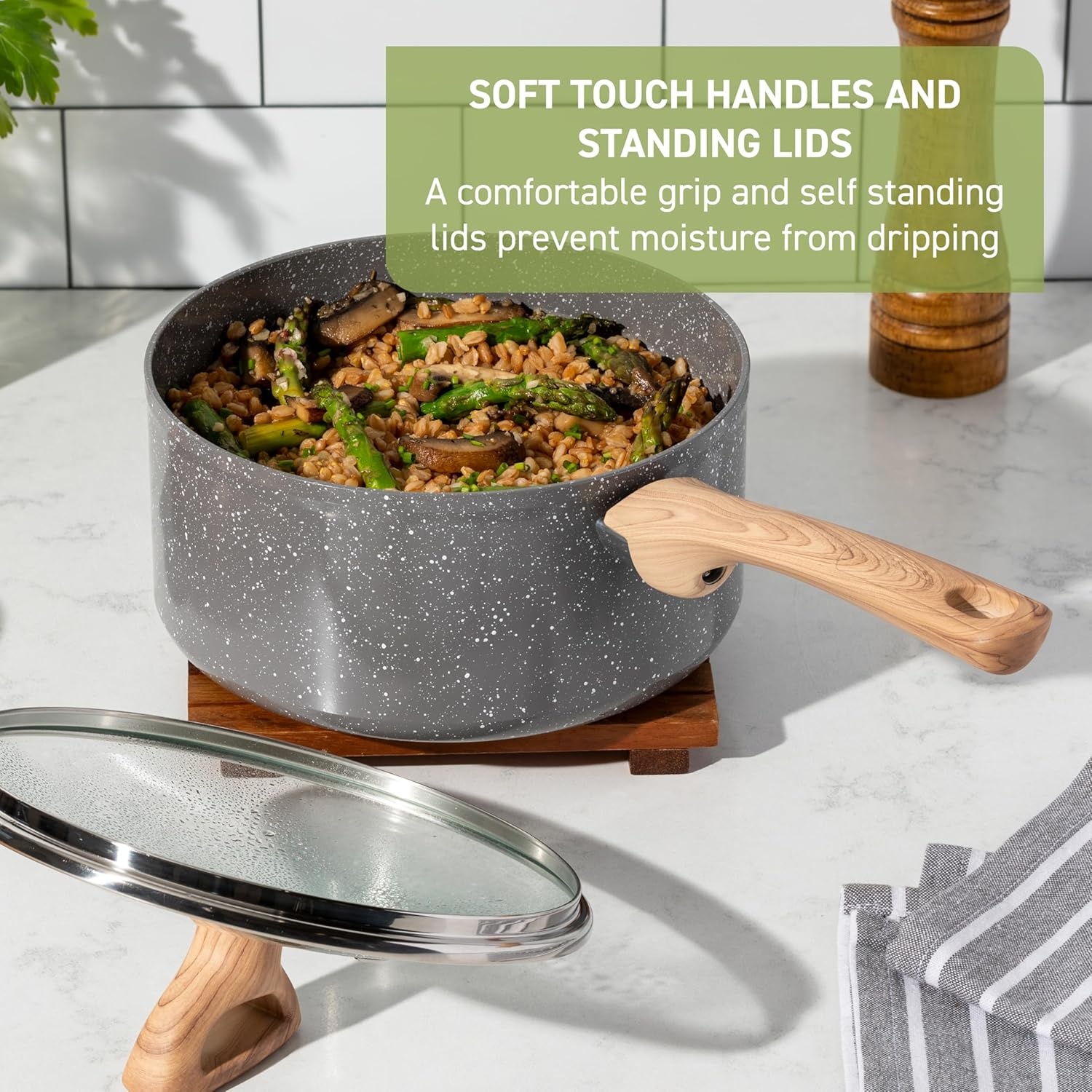 image:imageTFal Preserve Ceramic Nonstick Frying Pan Skillet 12inch Oven Broiler Safe up to 350F Cookware InoCeram Glide Technology Frying Pan Skillet Pots amp Pans BeigeGranite