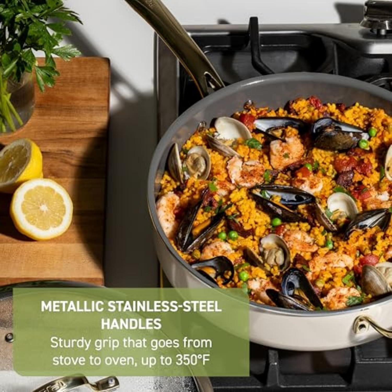 image:imageTFal Preserve Ceramic Nonstick Frying Pan Skillet 12inch Oven Broiler Safe up to 350F Cookware InoCeram Glide Technology Frying Pan Skillet Pots amp Pans BeigeBeige