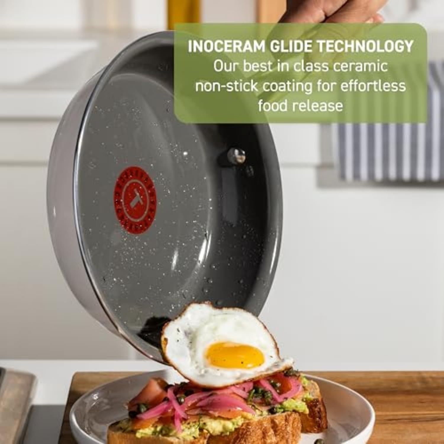 image:imageTFal Preserve Ceramic Nonstick Frying Pan Skillet 12inch Oven Broiler Safe up to 350F Cookware InoCeram Glide Technology Frying Pan Skillet Pots amp Pans BeigeBeige