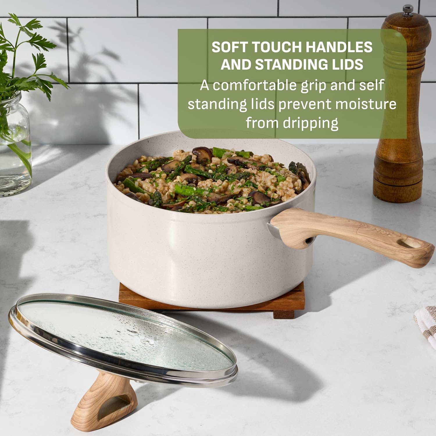 image:imageTFal Preserve Ceramic Nonstick Frying Pan Skillet 12inch Oven Broiler Safe up to 350F Cookware InoCeram Glide Technology Frying Pan Skillet Pots amp Pans BeigeBeige
