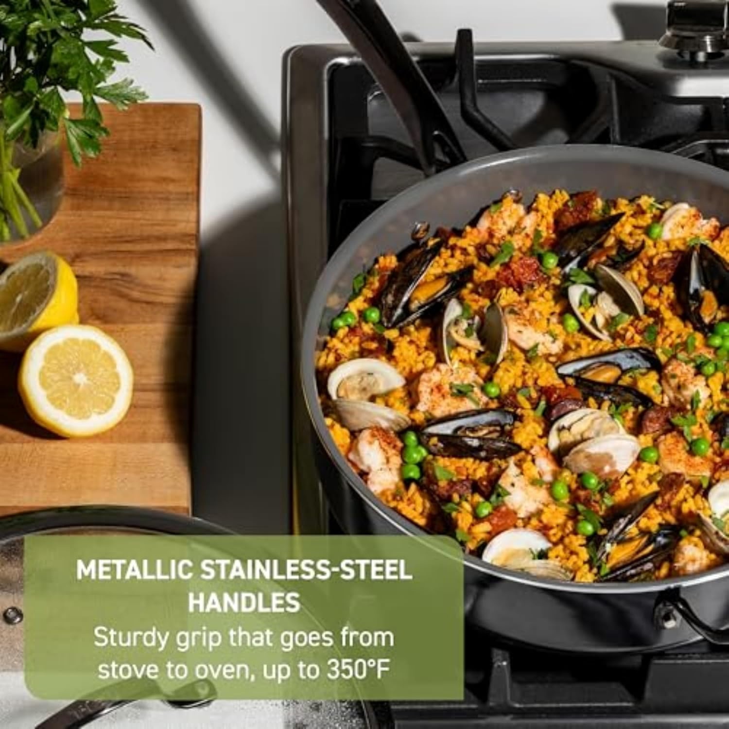 image:imageTFal Preserve Ceramic Nonstick Frying Pan Skillet 12inch Oven Broiler Safe up to 350F Cookware InoCeram Glide Technology Frying Pan Skillet Pots amp Pans BeigeBlack