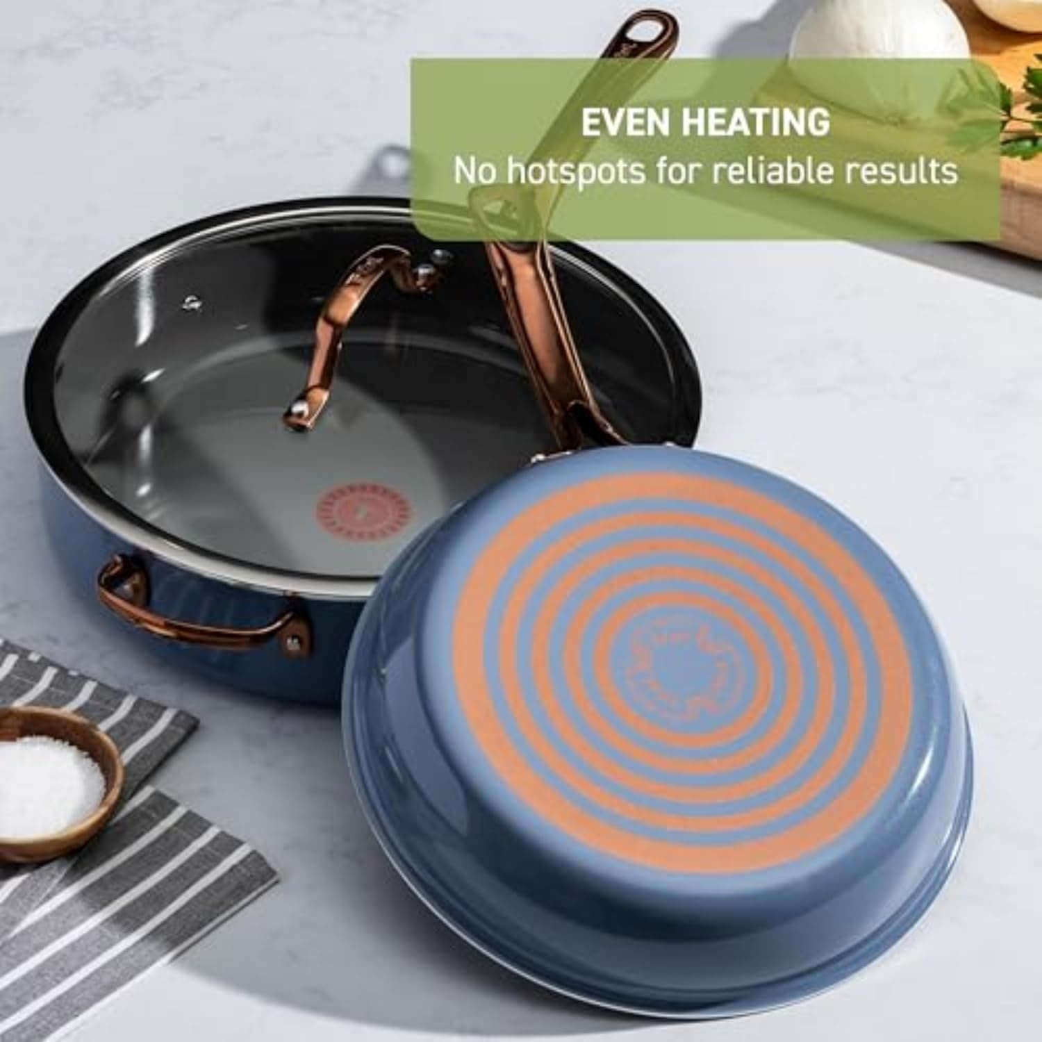 image:imageTFal Preserve Ceramic Nonstick Frying Pan Skillet 12inch Oven Broiler Safe up to 350F Cookware InoCeram Glide Technology Frying Pan Skillet Pots amp Pans BeigeBlue