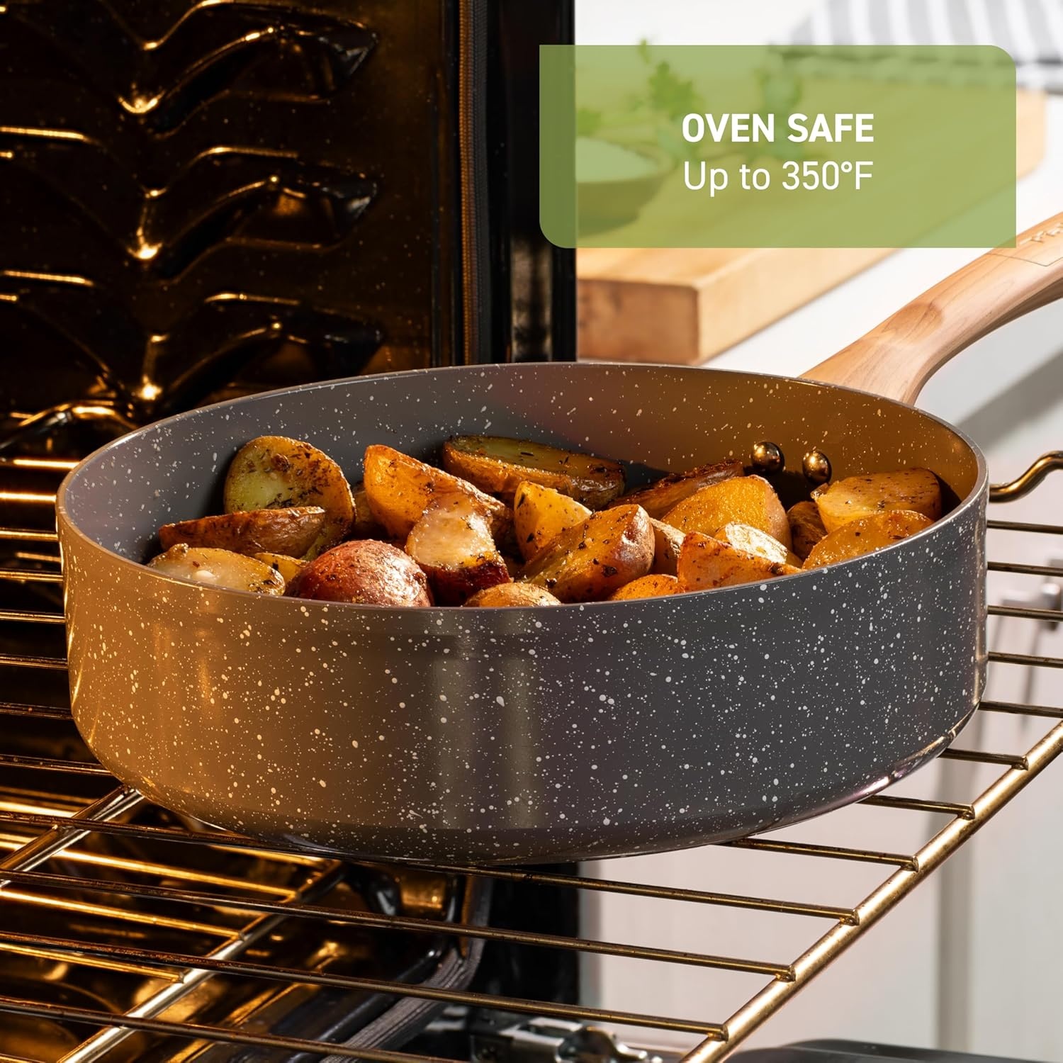 image:imageTFal Preserve Ceramic Nonstick Frying Pan Skillet 12inch Oven Broiler Safe up to 350F Cookware InoCeram Glide Technology Frying Pan Skillet Pots amp Pans BeigeGranite