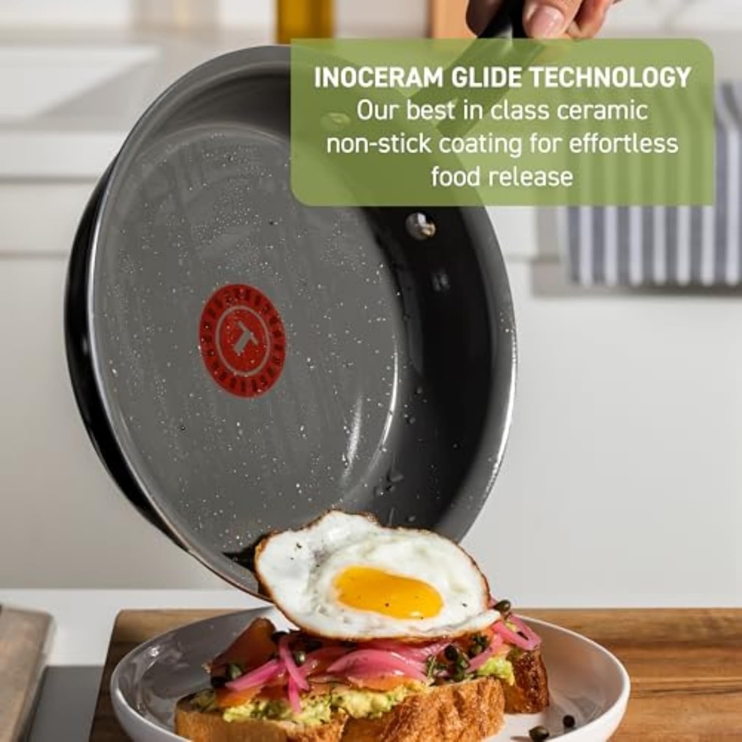 image:imageTFal Preserve Ceramic Nonstick Frying Pan Skillet 12inch Oven Broiler Safe up to 350F Cookware InoCeram Glide Technology Frying Pan Skillet Pots amp Pans BeigeBlack