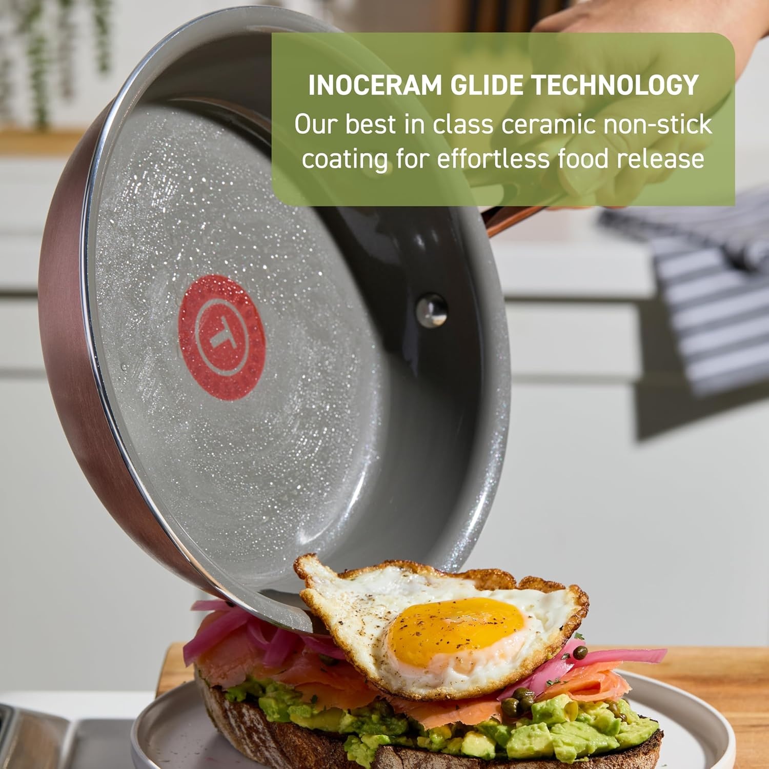 image:imageTFal Preserve Ceramic Nonstick Saute Pan with Lid 55 Qt Oven and Broiler Safe up to 350F Cookware Frying Pan StayCool Handle Skillet Pots and Pans Rose GoldRose Gold