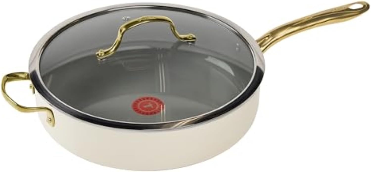 image:imageTFal Preserve Ceramic Nonstick Saute Pan with Lid 55 Qt Oven and Broiler Safe up to 350F Cookware Frying Pan StayCool Handle Skillet Pots and Pans Rose GoldBeige