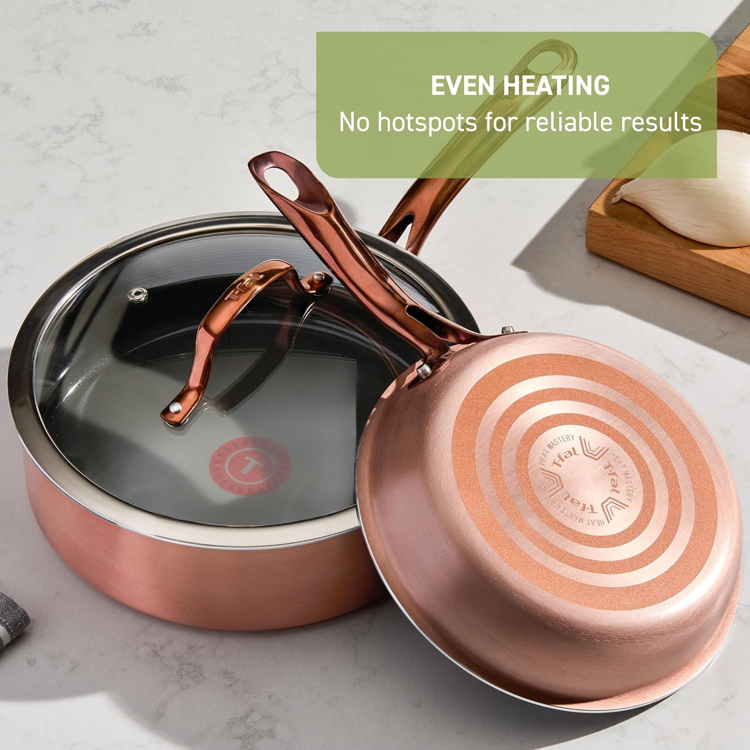 image:imageTFal Preserve Ceramic Nonstick Saute Pan with Lid 55 Qt Oven and Broiler Safe up to 350F Cookware Frying Pan StayCool Handle Skillet Pots and Pans Rose GoldRose Gold