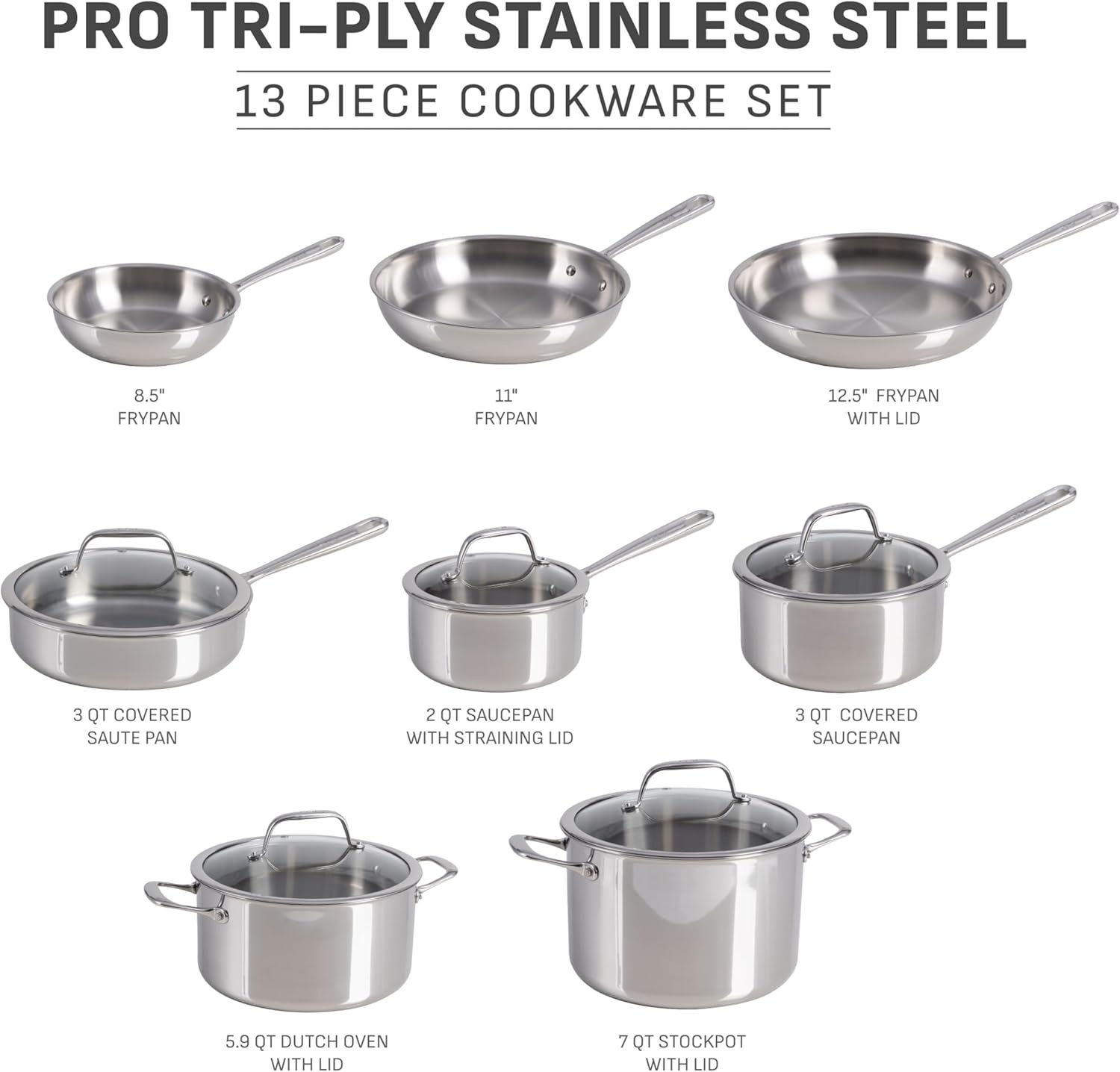 image:imageTFal Pro TriPly Stainless Steel Fry Pan 10 Inch Induction Cookware Oven Safe 500F Fast amp Even Heat Professional Quality amp Durability Frying Pan Skillet Cookware SilverCookware set