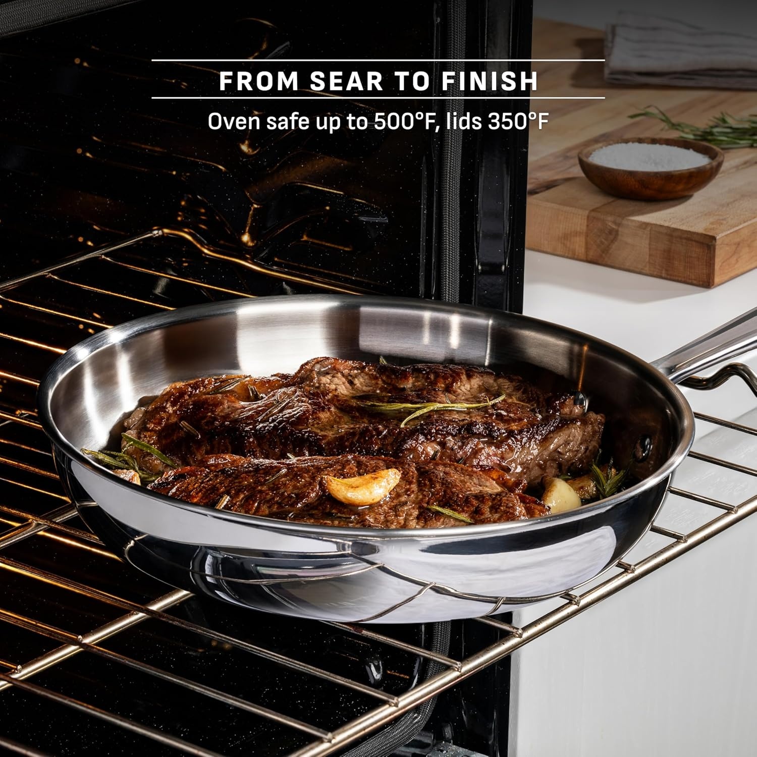 image:imageTFal Pro TriPly Stainless Steel Fry Pan 10 Inch Induction Cookware Oven Safe 500F Fast amp Even Heat Professional Quality amp Durability Frying Pan Skillet Cookware SilverCookware set