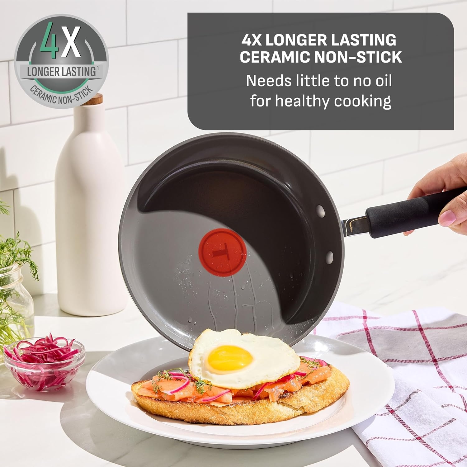 image:imageTFal Ultimate Hard Anodized 12Piece Ceramic Nonstick Cookware Set Oven Safe Up to 400F Ceramic Pots and Pans Set Frying Pans Saucepan Stockpot Cooking Utensils Stone12Piece