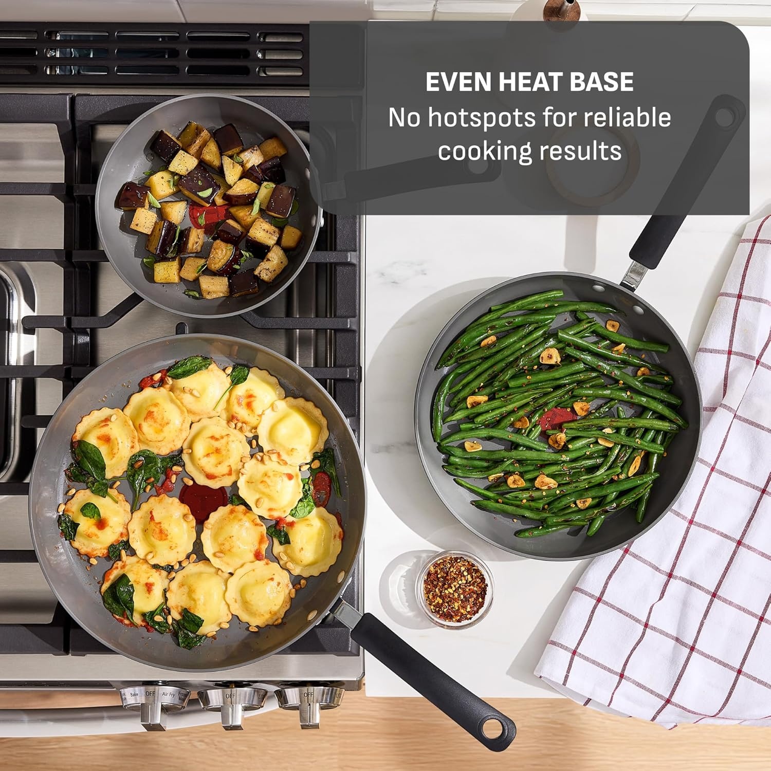 image:imageTFal Ultimate Hard Anodized 12Piece Ceramic Nonstick Cookware Set Oven Safe Up to 400F Ceramic Pots and Pans Set Frying Pans Saucepan Stockpot Cooking Utensils Stone8Piece