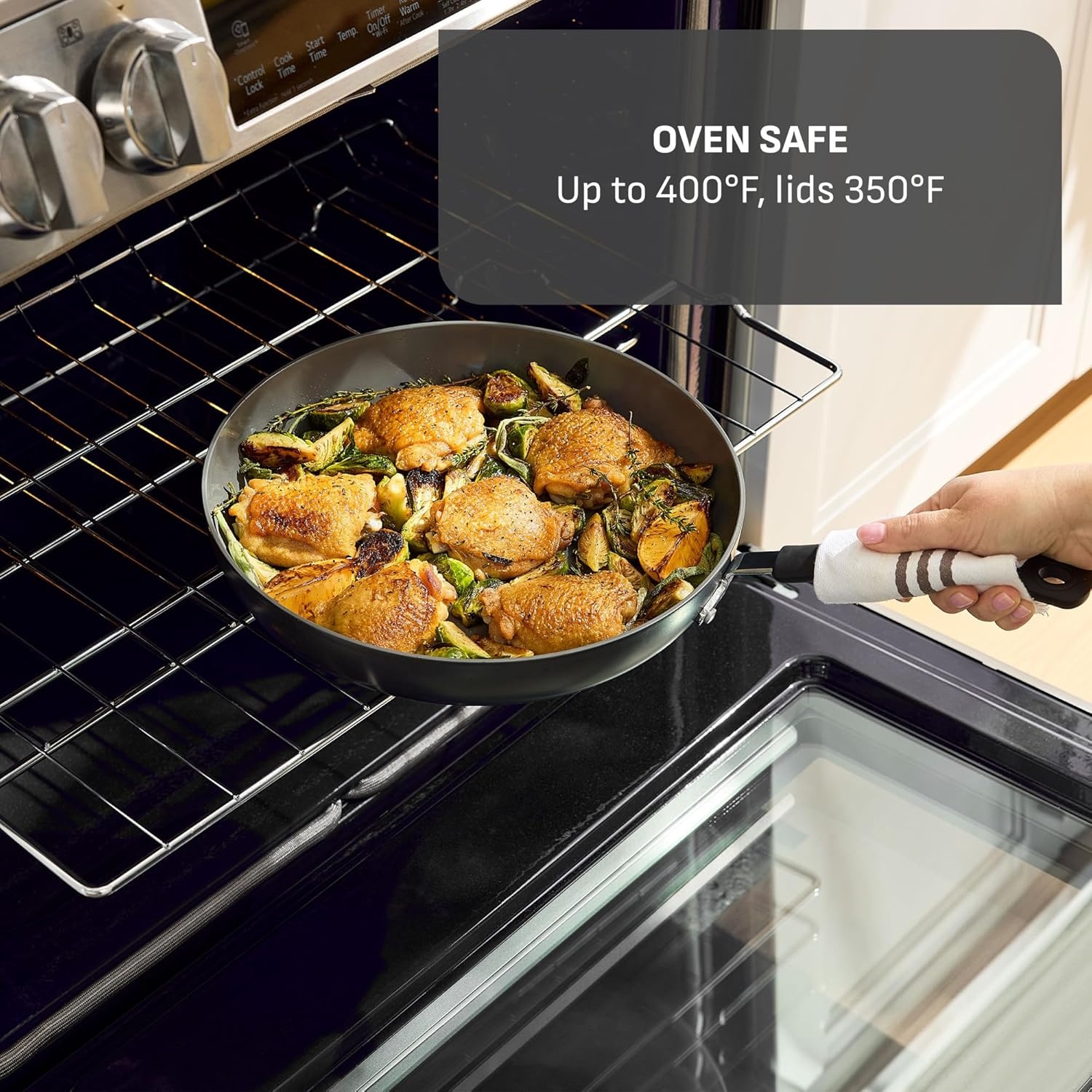 image:imageTFal Ultimate Hard Anodized 12Piece Ceramic Nonstick Cookware Set Oven Safe Up to 400F Ceramic Pots and Pans Set Frying Pans Saucepan Stockpot Cooking Utensils Stone12Piece