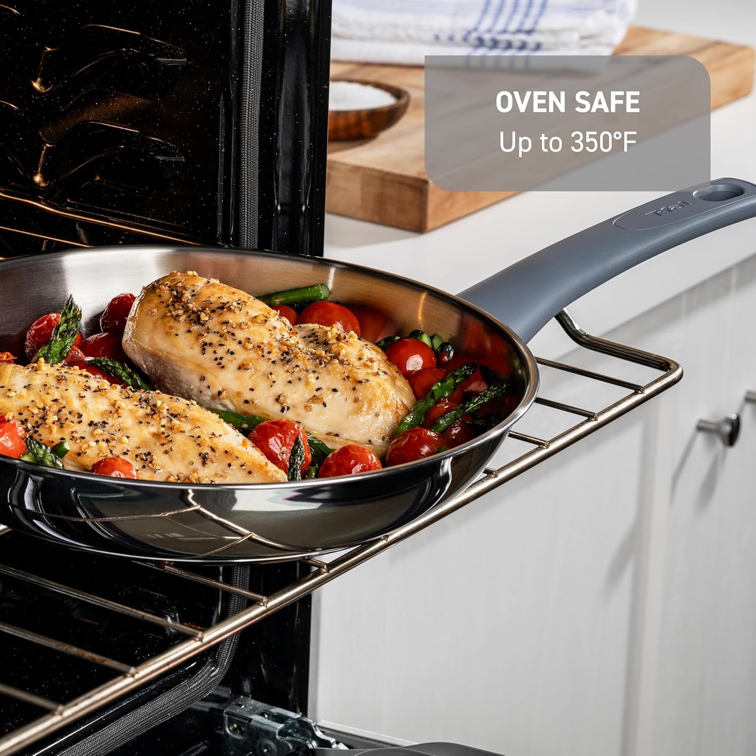 image:imageTfal Essentials Stainless Steel Cookware Set 12 Piece Induction Compatible Oven Safe 350F Cooking Set wStewpots Stockpot Saucepan Lids amp Tools Measuring Marks Dishwasher Safe SilverBlueFry Pan
