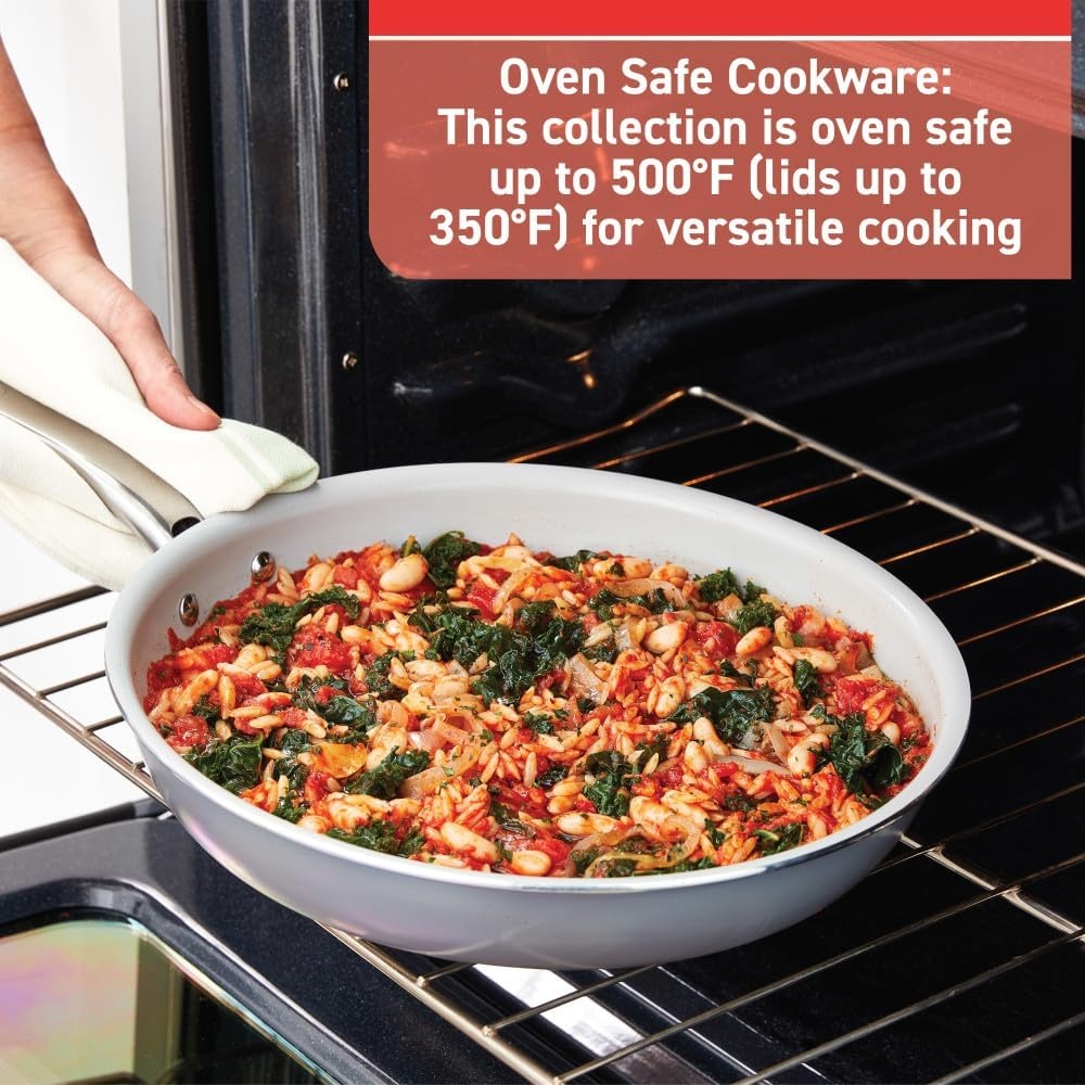 image:imageTfal Fresh Gourmet Recycled Ceramic Nonstick Fry Pan 12 Inch Oven Broiler Safe 500F Cookware Pots and Pans GreyCeramic Nonstick