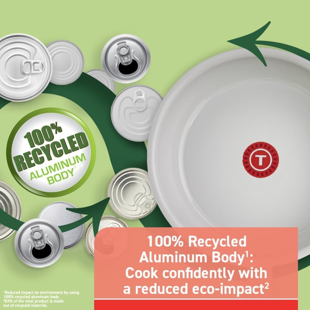 image:imageTfal Fresh Gourmet Recycled Ceramic Nonstick Fry Pan 12 Inch Oven Broiler Safe 500F Cookware Pots and Pans GreyCeramic Nonstick