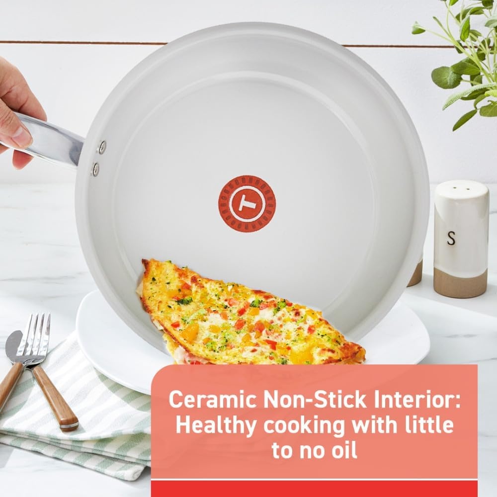image:imageTfal Fresh Gourmet Recycled Ceramic Nonstick Fry Pan 12 Inch Oven Broiler Safe 500F Cookware Pots and Pans GreyCeramic Nonstick