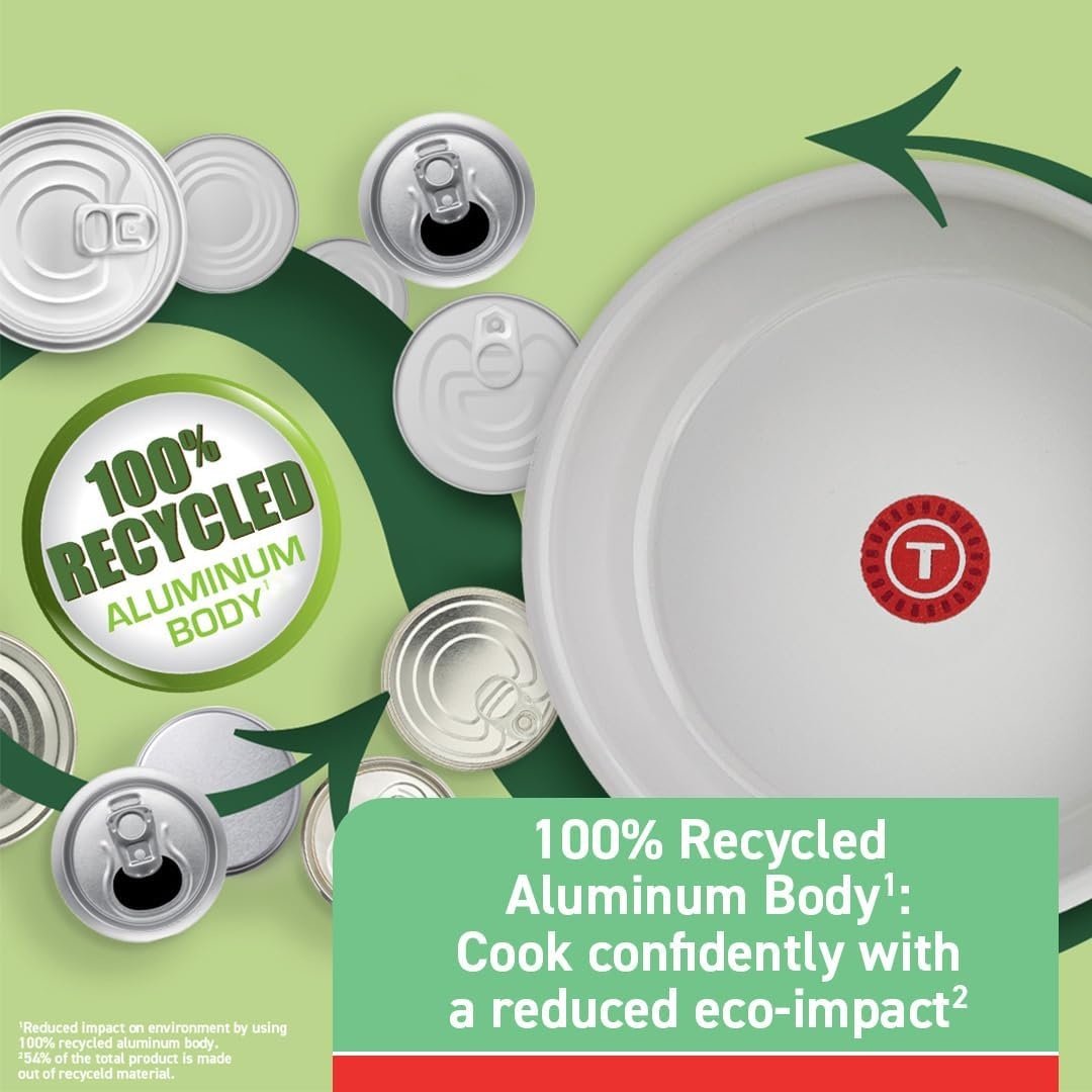 image:imageTfal Recycled Ceramic Nonstick Cookware Set 12 Piece Oven Safe 350F Pots and Pans Fry Pan Kitchen tools GreenSauce Pan
