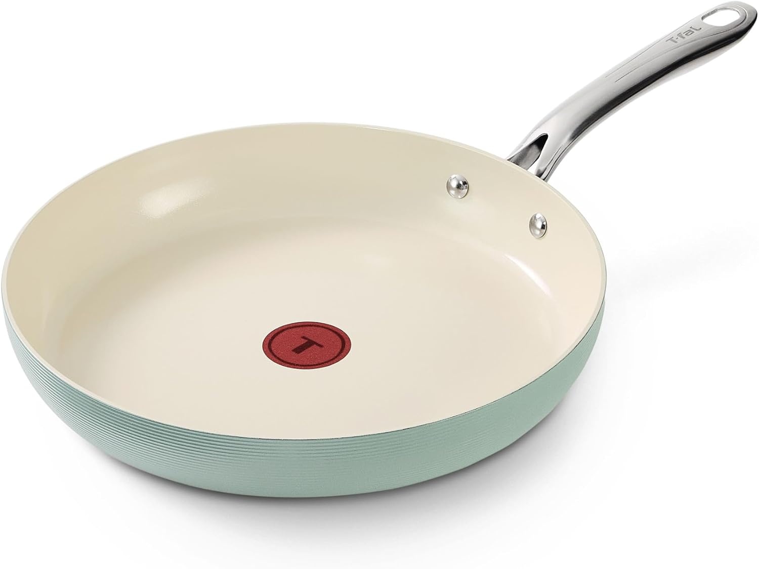 image:imageTfal Revive Ceramic Cookware Sets Pots and Pans Set Nonstick 12 pieces Ceramic Non stick Coated Frying Pan Oven Safe Up To 350F Grey GraniteMint Green