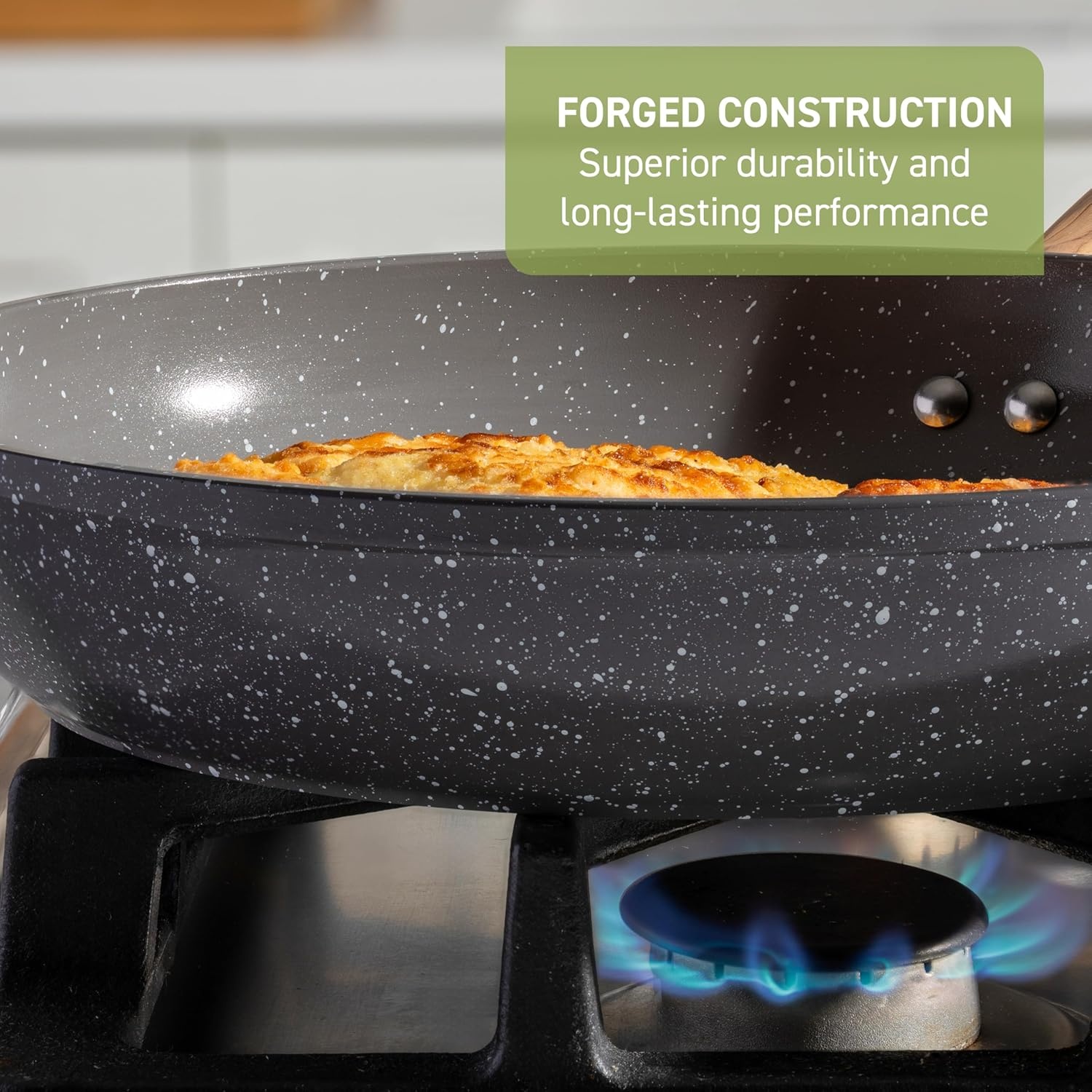 image:imageTfal Revive Ceramic Cookware Sets Pots and Pans Set Nonstick 12 pieces Ceramic Non stick Coated Frying Pan Oven Safe Up To 350F Grey GraniteStone Gray