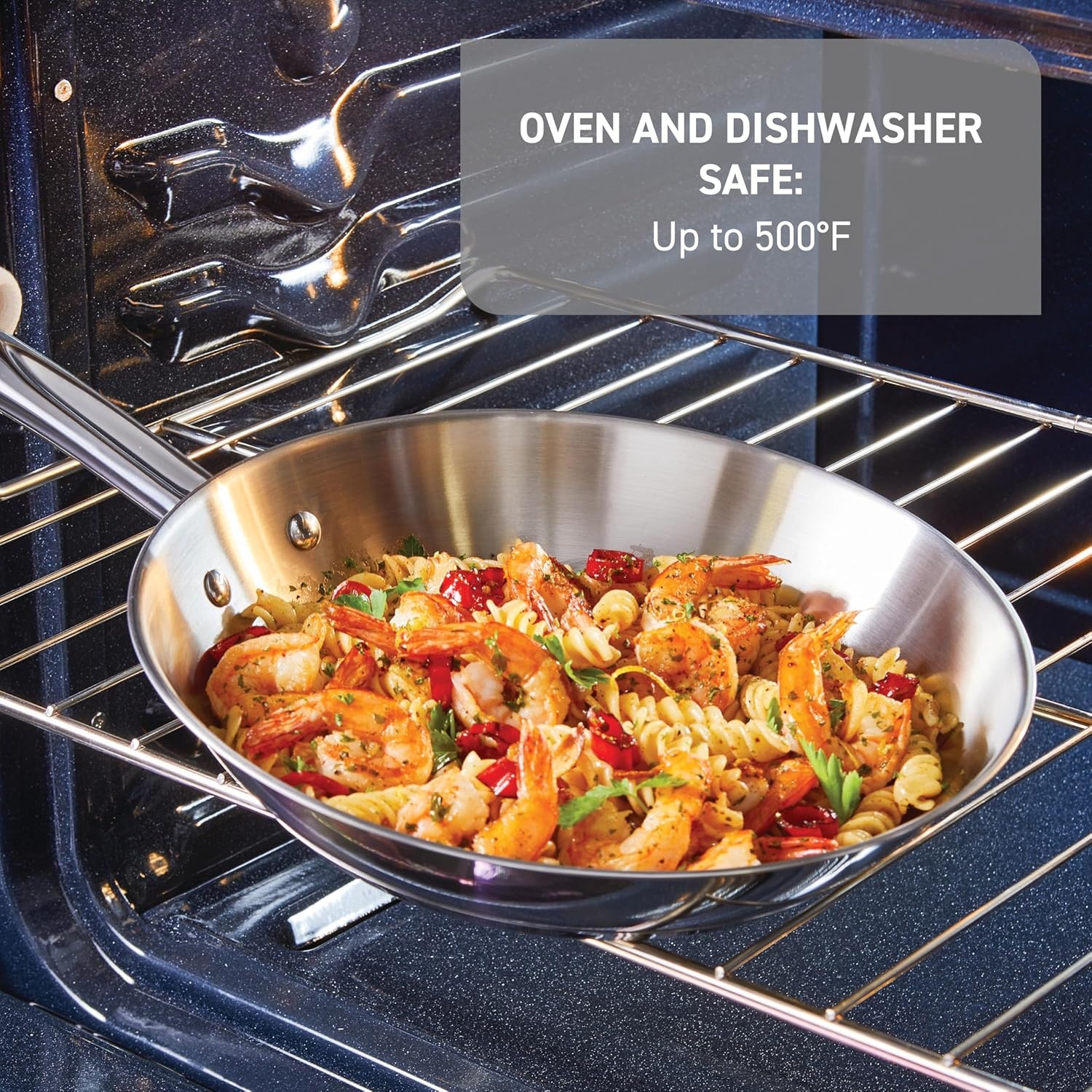 image:imageTfal Stainless Steel Pots and Pans Set 11 Piece Induction Oven Broiler Safe 500F Kitchen Cooking Set wFry Pans Saucepans Saute Pan Steamer Cookware Dishwasher Safe SilverFry Pan