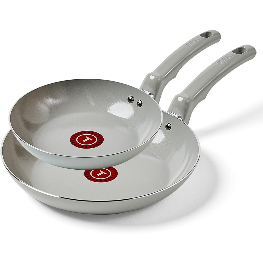 image:imageTFal Refresh Ceramic Nonstick Cookware Set 20Piece Oven Safe to 350F Stockpot Ceramic Pots and Pans Set Frying Pans Griddle Utensils Mint GreenMoon Grey