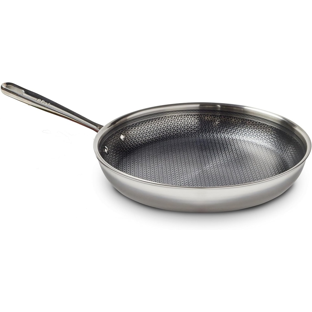 image:imageTfal HybridMesh TriPly Stainless Steel Fry Pan 1025 Inch Induction Oven Safe 500F Metal Utensil Safe Ideal For Searing Cookware Dishwasher Safe Pots and Pans Needs PreHeating SilverBlack12Inch Fry Pan