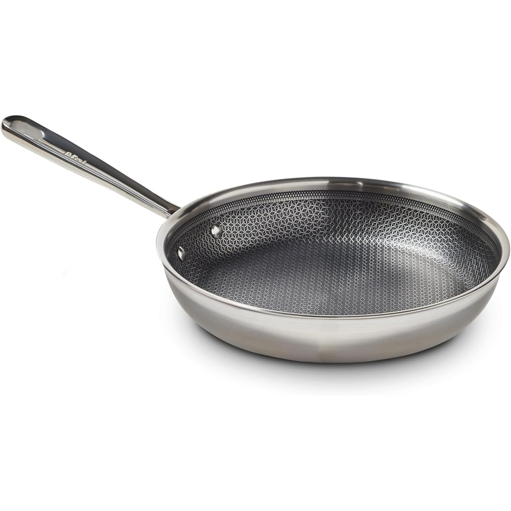 image:imageTfal HybridMesh TriPly Stainless Steel Fry Pan 1025 Inch Induction Oven Safe 500F Metal Utensil Safe Ideal For Searing Cookware Dishwasher Safe Pots and Pans Needs PreHeating SilverBlack8Inch Fry Pan
