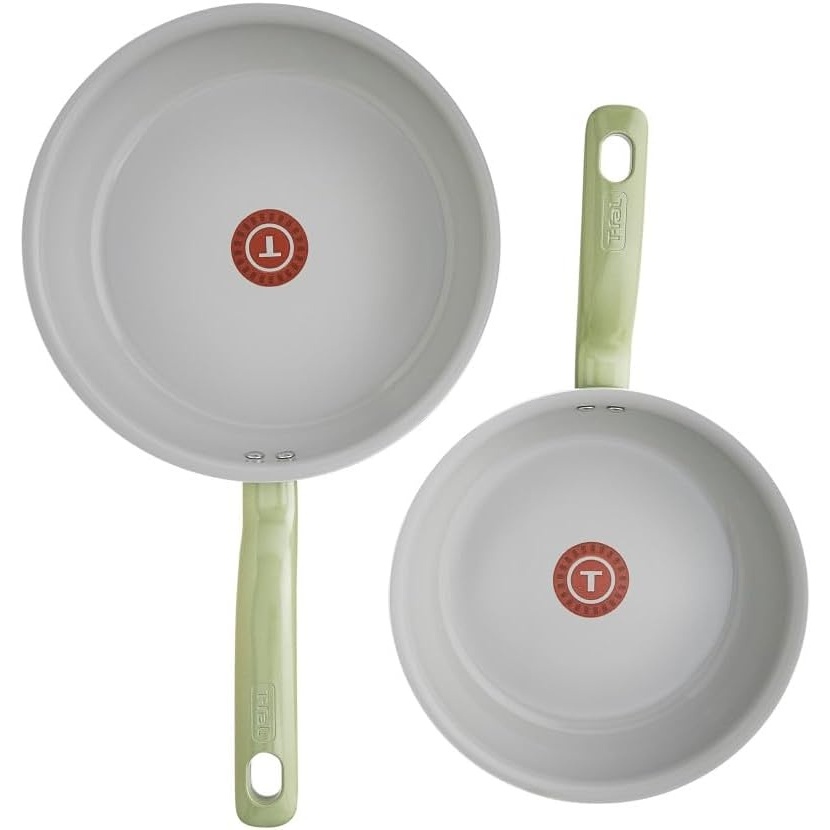 image:imageTfal Recycled Ceramic Nonstick Cookware Set 12 Piece Oven Safe 350F Pots and Pans Fry Pan Kitchen tools Green2Piece Set
