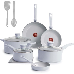 image:imageTFal Refresh Ceramic Nonstick Cookware Set 20Piece Oven Safe to 350F Stockpot Ceramic Pots and Pans Set Frying Pans Griddle Utensils Mint GreenArtic Blue