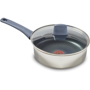 image:imageTfal Essentials Stainless Steel Cookware Set 12 Piece Induction Compatible Oven Safe 350F Cooking Set wStewpots Stockpot Saucepan Lids amp Tools Measuring Marks Dishwasher Safe SilverBlueSaute Pan w Nonstick Coating