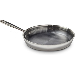 image:imageTfal HybridMesh TriPly Stainless Steel Fry Pan 1025 Inch Induction Oven Safe 500F Metal Utensil Safe Ideal For Searing Cookware Dishwasher Safe Pots and Pans Needs PreHeating SilverBlack12Inch Fry Pan