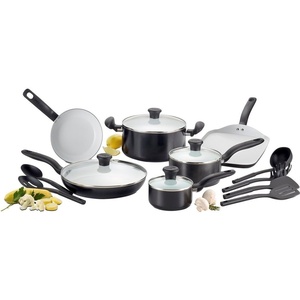 image:imageTfal Initiatives Ceramic Non Stick Cookware Set 14 Piece Oven Broiler Safe 350F Kitchen Cooking Set WFry Pans Saucepans Dutch Oven Utensils Healthy Cooking Home Pots and Pans Gold16Piece