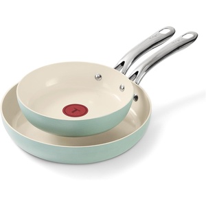 image:imageTfal Revive Ceramic Cookware Sets Pots and Pans Set Nonstick 12 pieces Ceramic Non stick Coated Frying Pan Oven Safe Up To 350F Grey GraniteMint Green