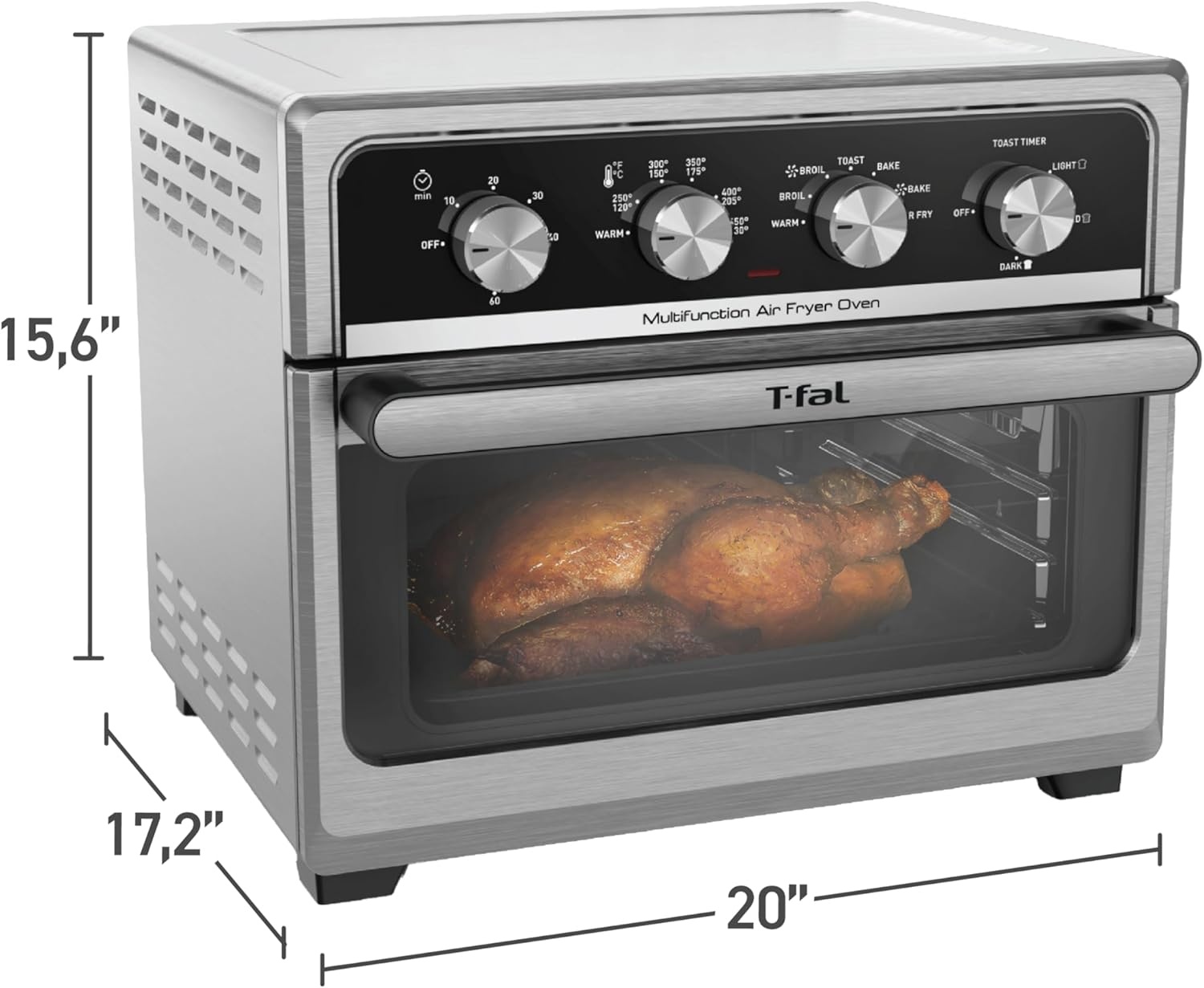 image:imageTfal 9 in 1 Toaster Oven Air Fryer Combo Stainless Steel Convection Countertop Oven Fast Heatup 7 Pound Chicken Capacity Extra Crispy Results Toast Bake Air Fry Reheat Broil