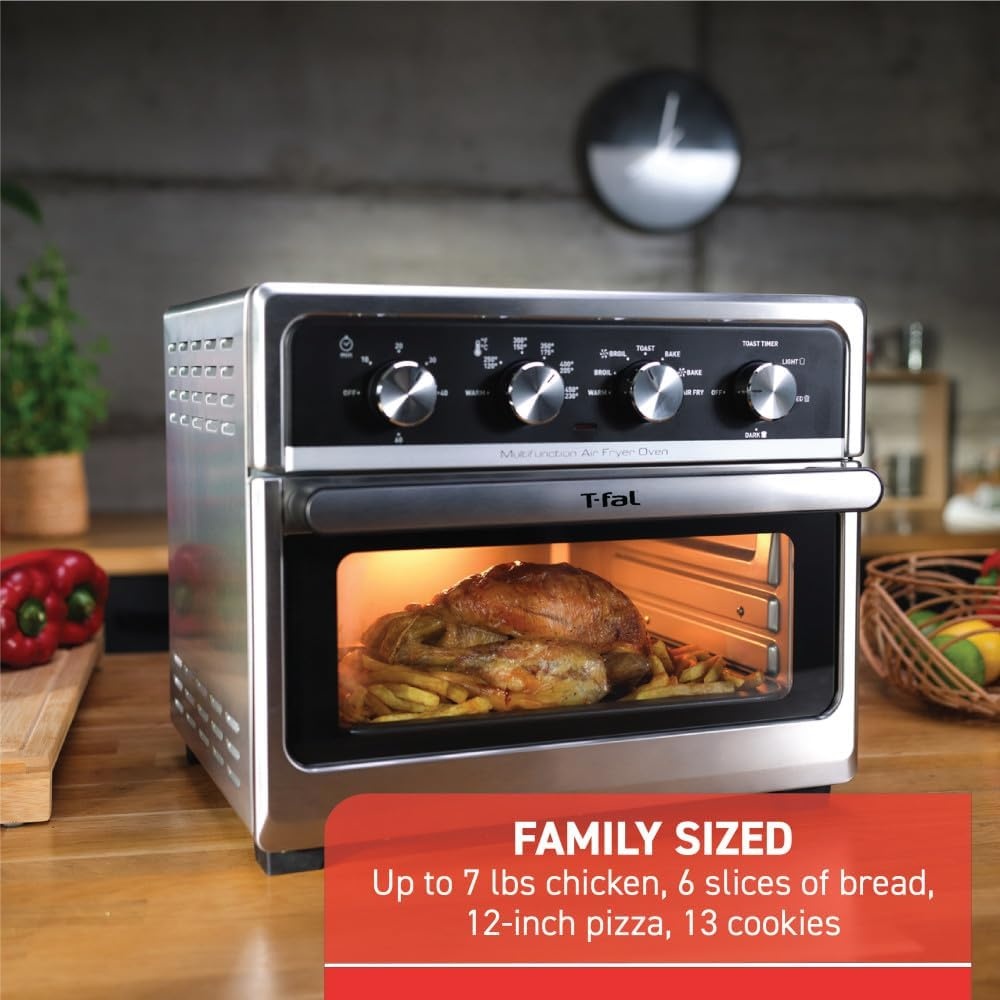 image:imageTfal 9 in 1 Toaster Oven Air Fryer Combo Stainless Steel Convection Countertop Oven Fast Heatup 7 Pound Chicken Capacity Extra Crispy Results Toast Bake Air Fry Reheat Broil
