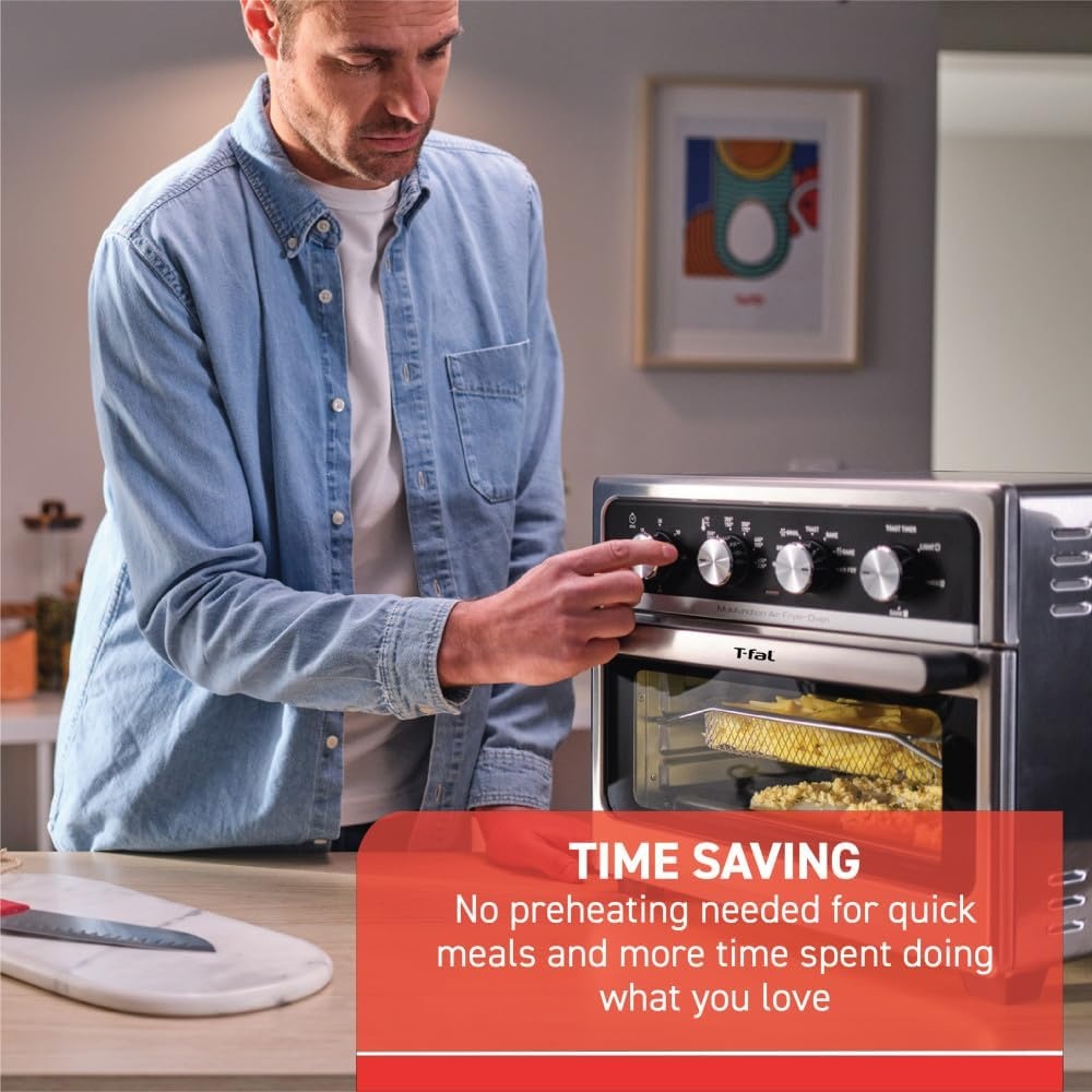 image:imageTfal 9 in 1 Toaster Oven Air Fryer Combo Stainless Steel Convection Countertop Oven Fast Heatup 7 Pound Chicken Capacity Extra Crispy Results Toast Bake Air Fry Reheat Broil