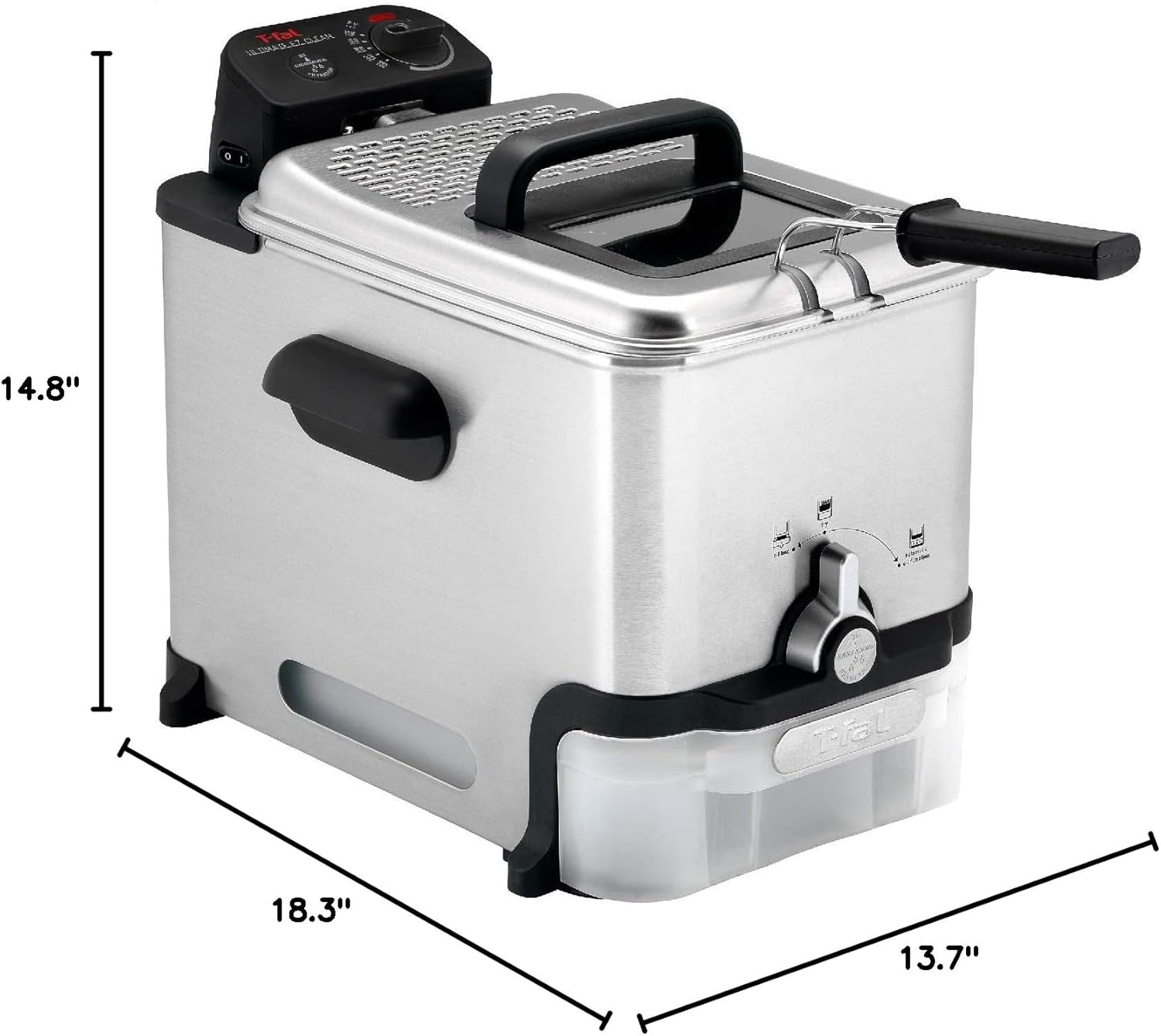 image:imageTfal Compact EZ Clean Stainless Steel Deep Fryer with Basket for Home Use 18 Liter Oil and 17 Pound Food Capacity 1200 Watts Easy Clean Temp Control Oil Filtration 18 L35 L 1700 W