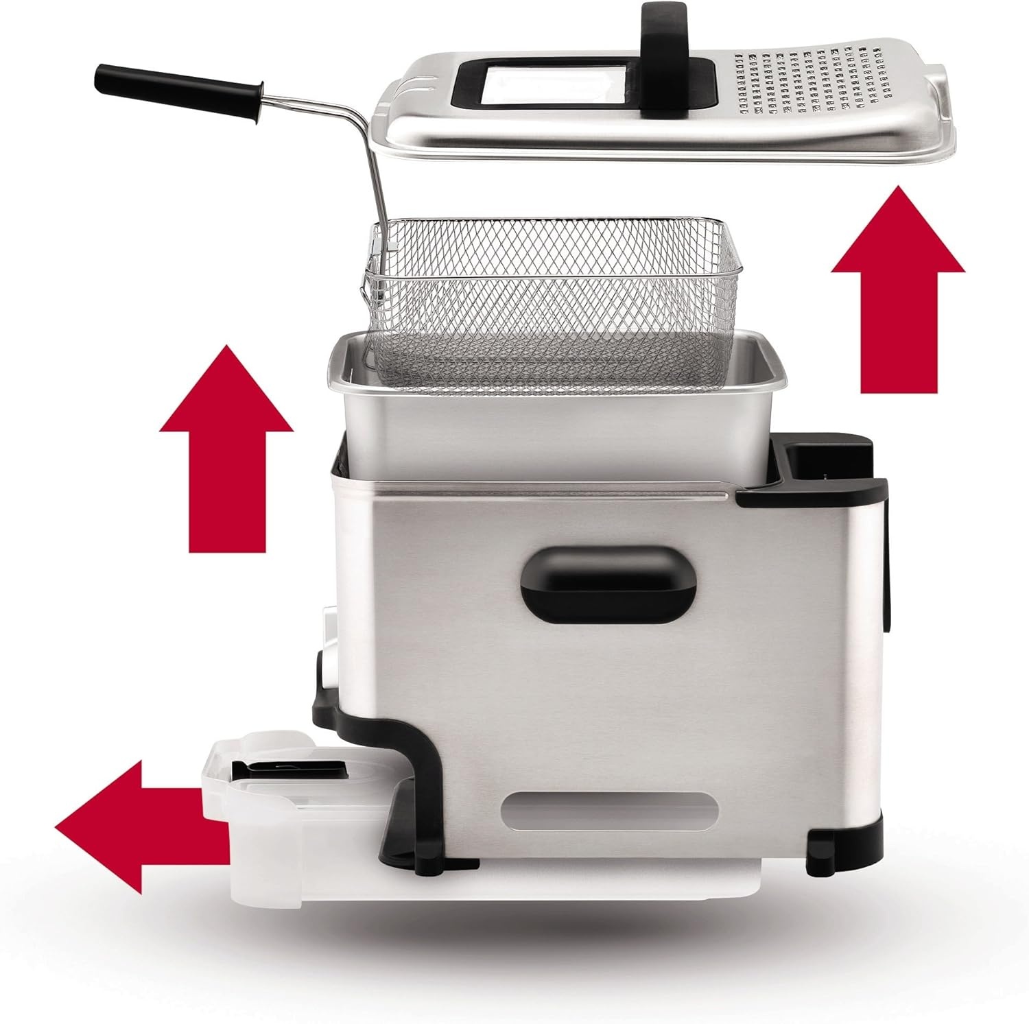 image:imageTfal Compact EZ Clean Stainless Steel Deep Fryer with Basket for Home Use 18 Liter Oil and 17 Pound Food Capacity 1200 Watts Easy Clean Temp Control Oil Filtration 18 L35 L 1700 W