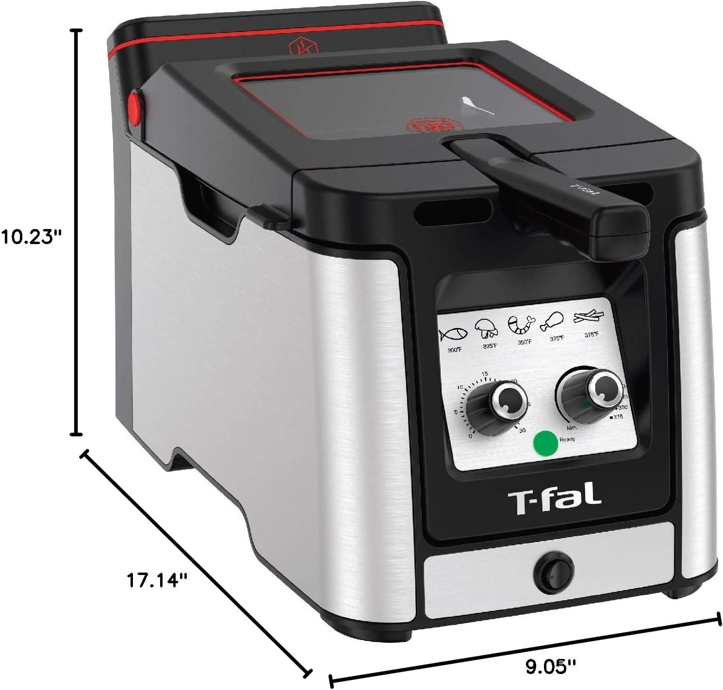 image:imageTfal Compact EZ Clean Stainless Steel Deep Fryer with Basket for Home Use 18 Liter Oil and 17 Pound Food Capacity 1200 Watts Easy Clean Temp Control Oil Filtration 18 L35 L 1800 W