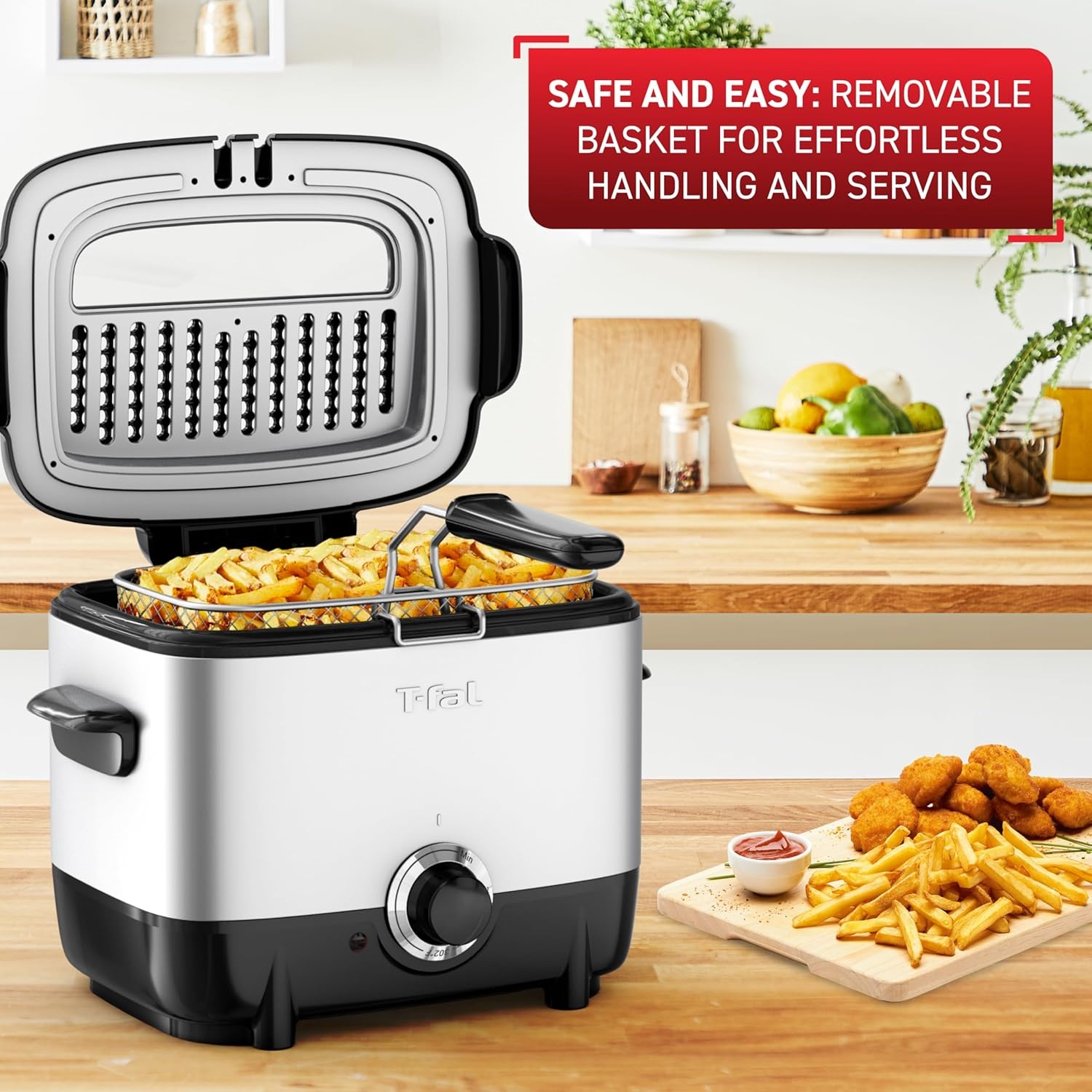 image:imageTfal Compact EZ Clean Stainless Steel Deep Fryer with Basket for Home Use 18 Liter Oil and 17 Pound Food Capacity 1200 Watts Easy Clean Temp Control Oil Filtration 18 L1 L 900 W