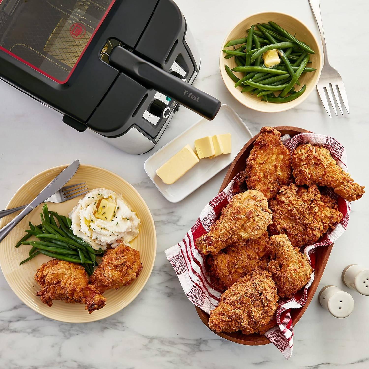 image:imageTfal Compact EZ Clean Stainless Steel Deep Fryer with Basket for Home Use 18 Liter Oil and 17 Pound Food Capacity 1200 Watts Easy Clean Temp Control Oil Filtration 18 L35 L 1800 W