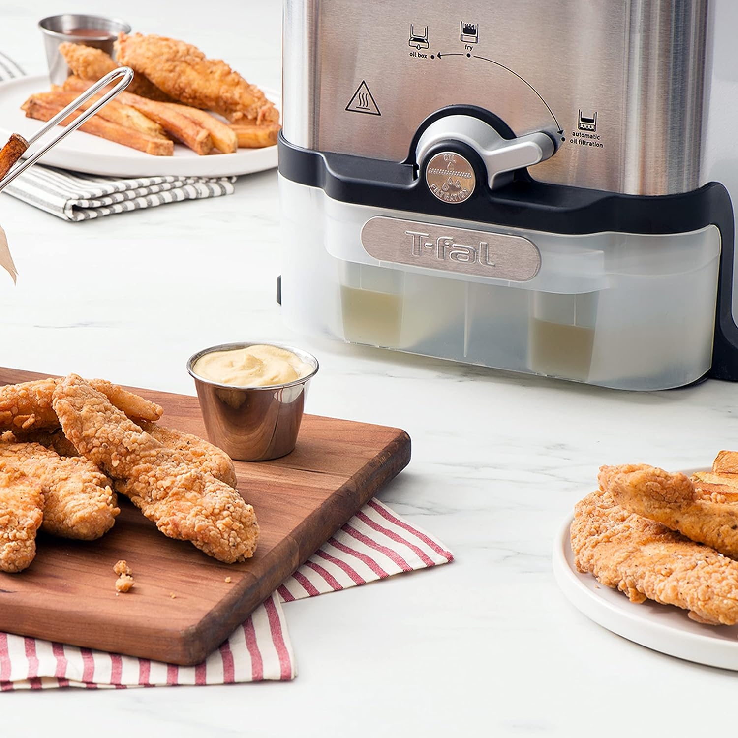 image:imageTfal Compact EZ Clean Stainless Steel Deep Fryer with Basket for Home Use 18 Liter Oil and 17 Pound Food Capacity 1200 Watts Easy Clean Temp Control Oil Filtration 18 L35 L 1700 W