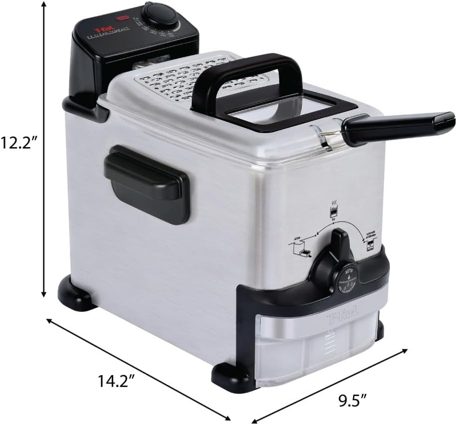 image:imageTfal Compact EZ Clean Stainless Steel Deep Fryer with Basket for Home Use 18 Liter Oil and 17 Pound Food Capacity 1200 Watts Easy Clean Temp Control Oil Filtration 18 L18 L 1200 W
