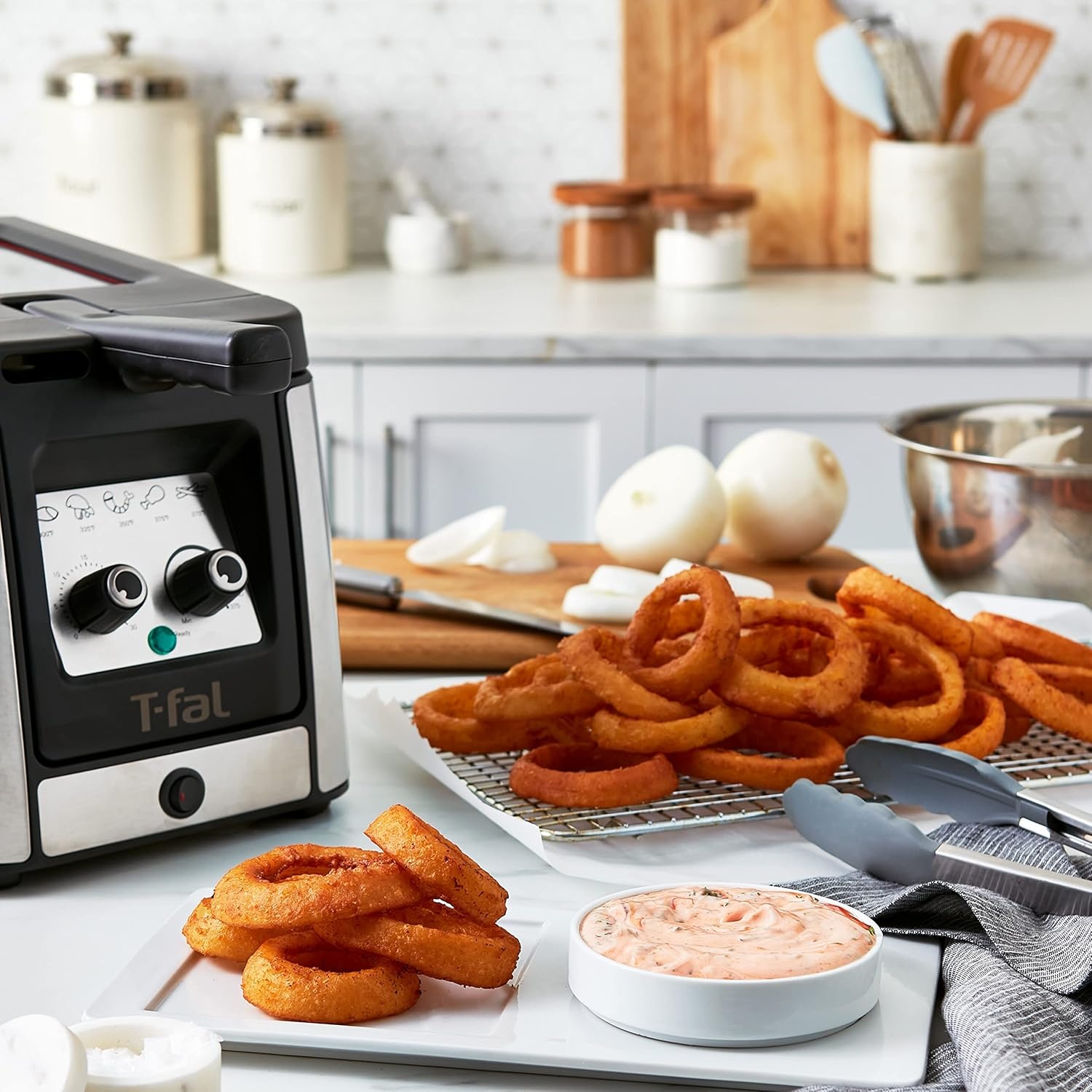 image:imageTfal Compact EZ Clean Stainless Steel Deep Fryer with Basket for Home Use 18 Liter Oil and 17 Pound Food Capacity 1200 Watts Easy Clean Temp Control Oil Filtration 18 L35 L 1800 W
