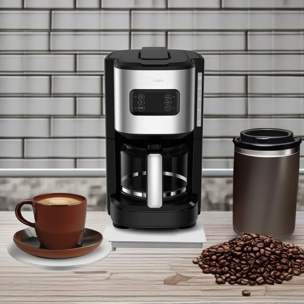 image:imageTfal Element Plastic and Stainless Steel Drip Coffee Machine 12 Cup Programmable Reusable filter Pause and Brew Glass Carafe 1000 watts Coffer Maker Filter machine Cold Brew Black