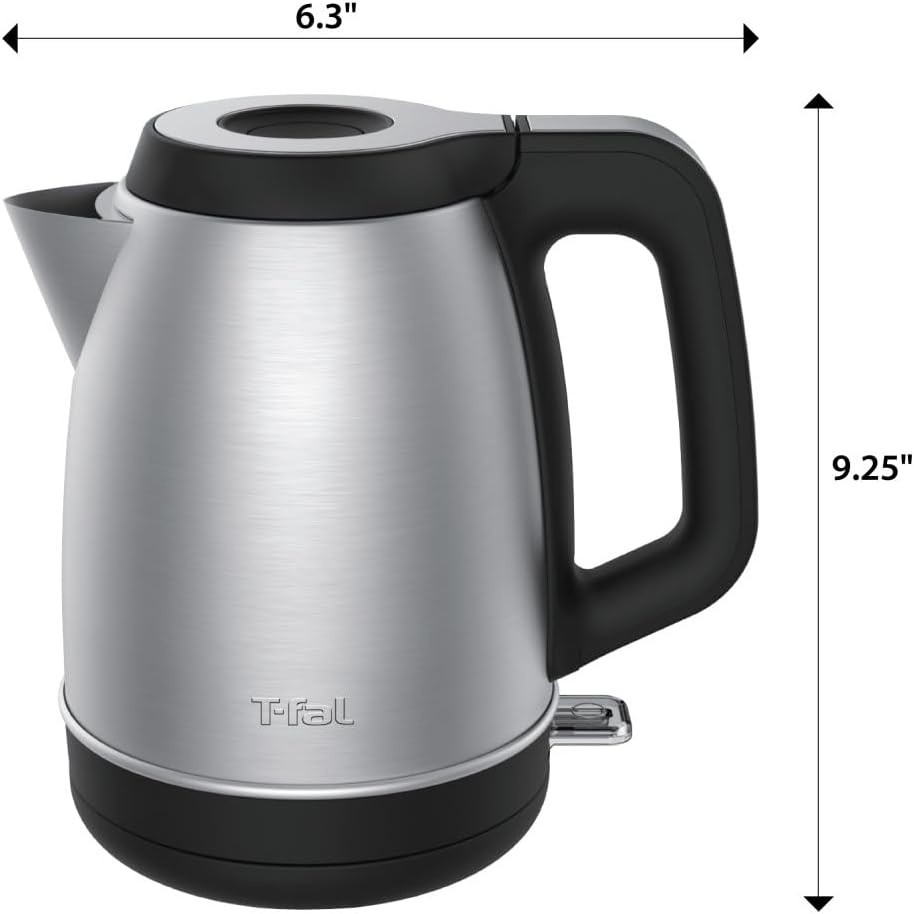 image:imageTfal Element Stainless Steel Electric Kettle 17 Liter Fast boiling 78 sec Easy to use Easy lid opening 1500 Watts Removable AntiScale Filter Precision Pouring Silver and Black